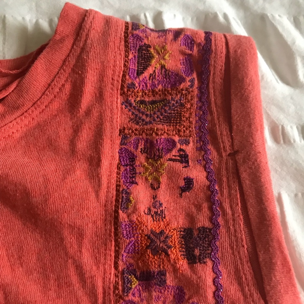Free People Marcy Embroidered Top in Red Orange - Picture 6 of 6